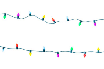 Christmas lights string isolated on white background with clipping path