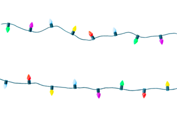 Christmas lights string isolated on white background with clipping path