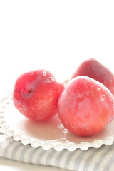 Freshness plum from Japan for summer fruit with copy space 