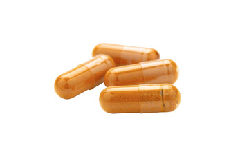 Turmeric Capsule isolated on white background with clipping path