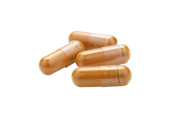 Turmeric Capsule isolated on white background with clipping path