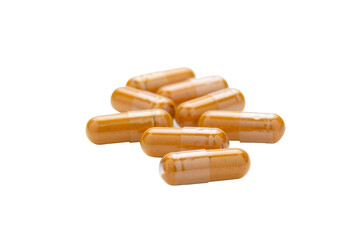 Turmeric Capsule isolated on white background with clipping path