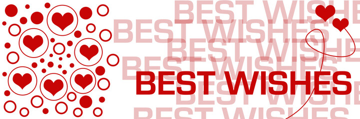 Best Wishes Red Hearts Circles Left Repeating Text Horizontal 