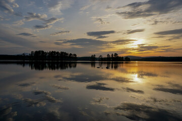 sunset over the lake