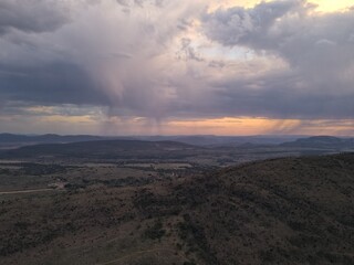 Stormy sunset sky over the Waterberg Mountains, South Africa, Limpopo