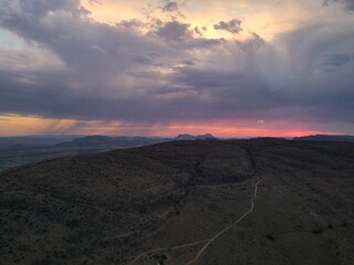 Fototapeta na wymiar Stormy sunset sky over the Waterberg Mountains, South Africa, Limpopo 