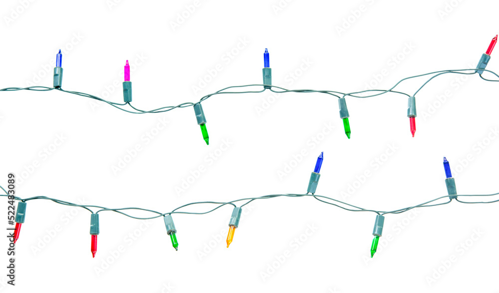 Wall mural christmas lights string isolated on white background with clipping path.