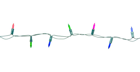 Christmas lights string isolated on white background with clipping path.