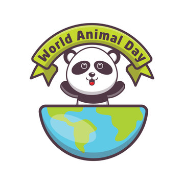 Cute panda cartoon vector illustration in world animal day