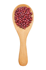Kidney bean, Red beans on wooden spoon isolated on white background with clipping path.