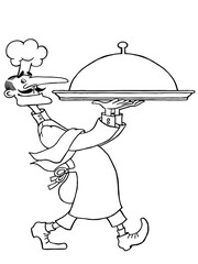 Sketch of a cook with a dish 2