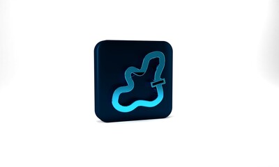 Blue Racing track icon isolated on grey background. Blue square button. 3d illustration 3D render