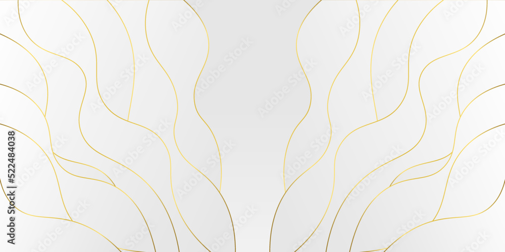 Poster white futuristic gold pattern abstract background with wavy shape, white abstract use for business, 