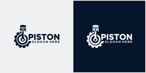 Service Engine Repair Maintenance logo Gears and pistons Automotive engine mechanic technology logo