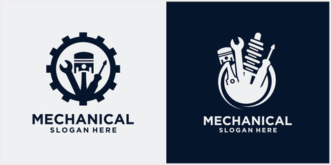 engine repair mechanic logo, Service, maintenance, Automotive and motorcycle repair shop logos and cars