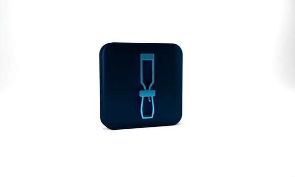 Blue Rasp metal file icon isolated on grey background. Rasp for working with wood and metal. Tool for workbench, workshop. Blue square button. 3d illustration 3D render