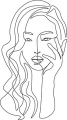 Surreal Faces Continuous line, drawing of set faces and hairstyles, fashion concept, woman's beauty, minimalist, 