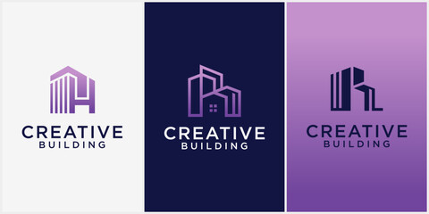 Fototapeta premium Tech building logo design architectural construction Building Design Template Vector