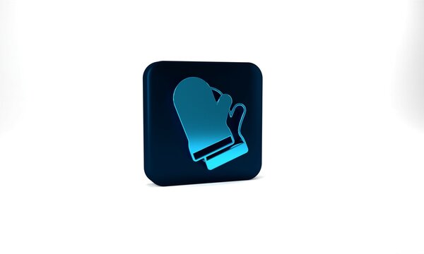 Blue Protective gloves icon isolated on grey background. Protective clothing and tool worker. Blue square button. 3d illustration 3D render