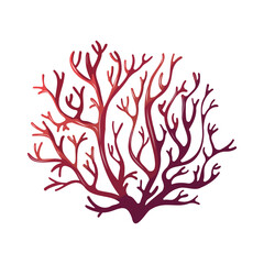 Red coral. Sea, marine life, nature concept. Vector illustration.