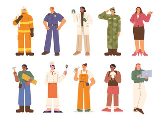 Female characters of various professions. female expert. flat design style vector illustration.