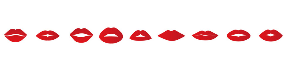 Red Lips icon vector set. makeup sign collection. Lipstick symbol or logo.