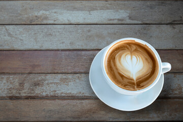Coffee Cup On The wooden Table with copy space