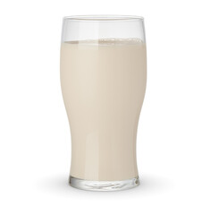 Glass of almond milk isolated on white background