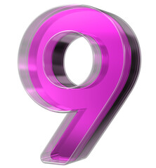 3d pink number 9