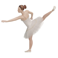 Fototapeta premium Female ballerina in cream color 3D illustration