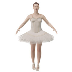 Naklejka premium Female ballerina in cream color 3D illustration