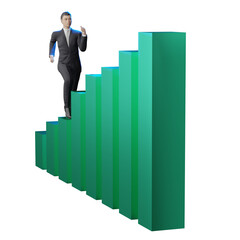green stock trading chart business man stock chart 3d illustration of the trading market