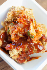 キムチ乗せ唐揚げ