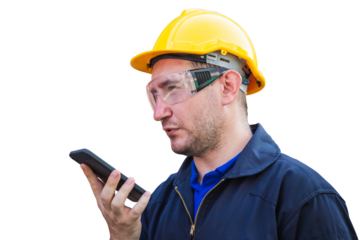 Worker using cell phone