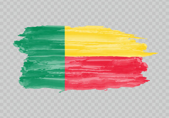Watercolor painting flag of Benin