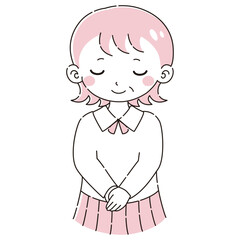 お辞儀をするシニア女性のイラスト