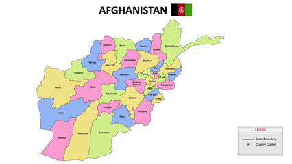 Afghanistan Map. District map of Afghanistan detailed map of Afghanistan in color with capital.