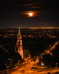 Church at night, Full Moon - obrazy, fototapety, plakaty
