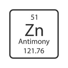 Antimony symbol. Chemical element of the periodic table. Vector illustration.