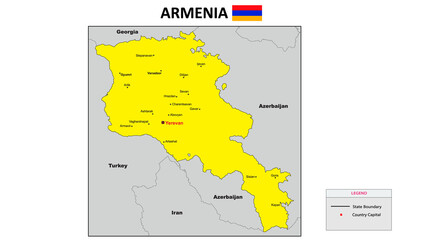 Obraz premium Armenia Map. State and district map of Armenia. Political map of Armenia with the major district