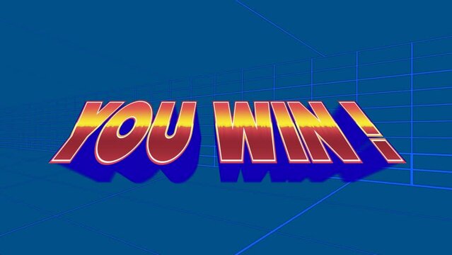 Animation of you win in blue space with lines