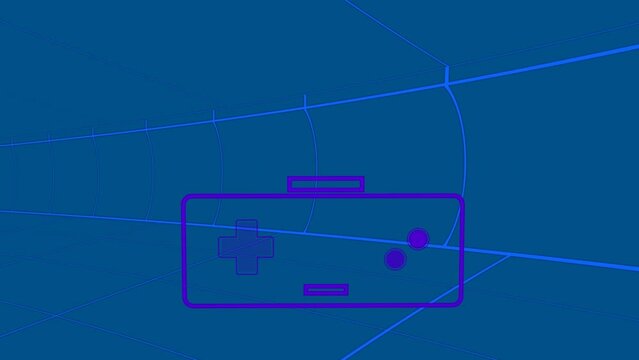 Animation of game pad in blue space with lines