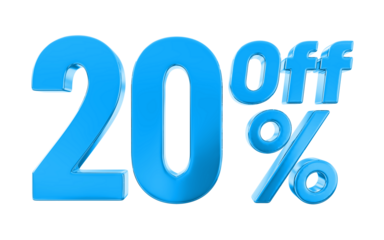 3d render of a blue percent sign on a white background