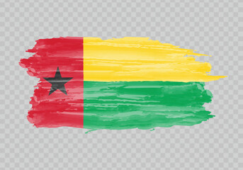 Watercolor painting flag of Guinea-Bissau