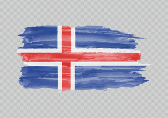 Watercolor painting flag of Iceland