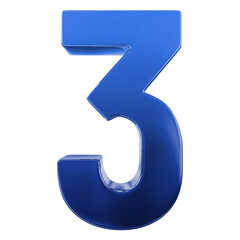 3d blue number 3