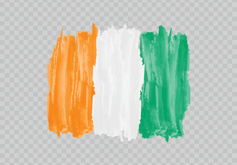 Watercolor painting flag of Ivory Coast