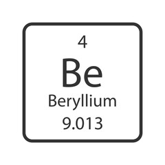 Beryllium symbol. Chemical element of the periodic table. Vector illustration.