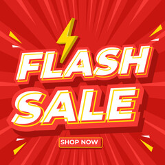 Flash Sale Shopping Poster or banner with Flash icon. Flash Sales banner template design for social media and website.Special Offer Flash Sale campaign.