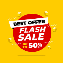 Flash Sale Shopping Poster or banner. Flash Sales banner template design for social media and website.Special Offer Flash Sale campaign.